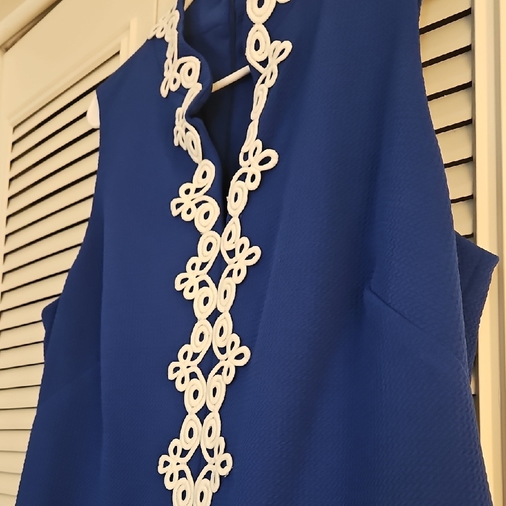 Jessica Howard Royal Blue Midi Dress with White Trim - Picture 7 of 9